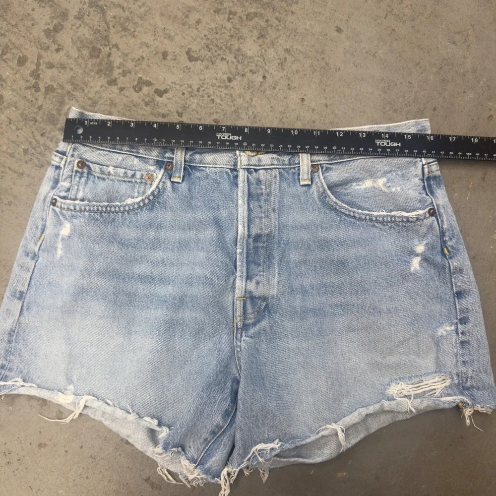 AGOLDE Parker Long High Rise Distressed Denim Shorts Light Wash 30 A9010-811